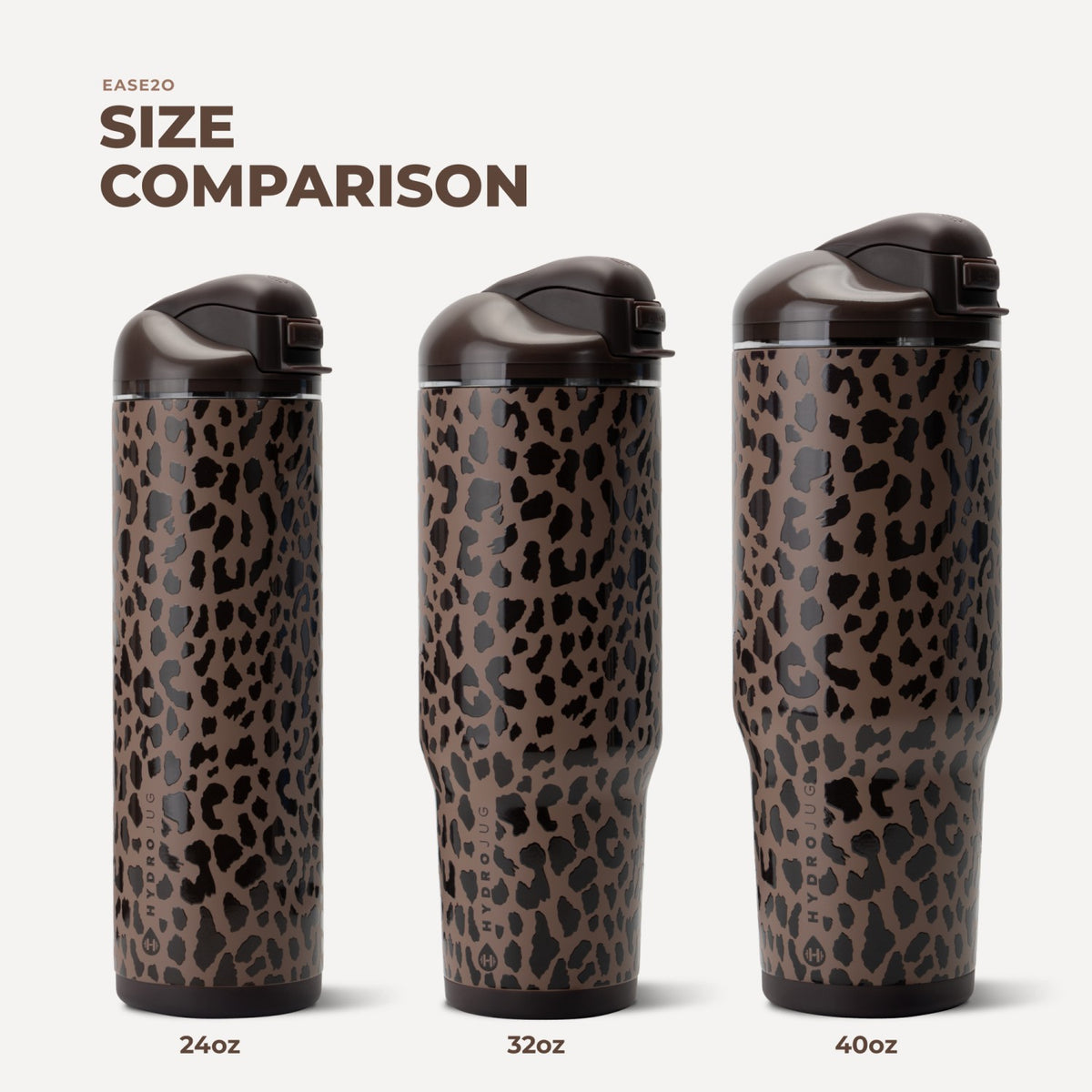 HYDROJUG Premium | HydroJug Ease2o 24oz - 2-in-1 Water Bottle with Soft Straw & Chug Spout – Brown Leopard