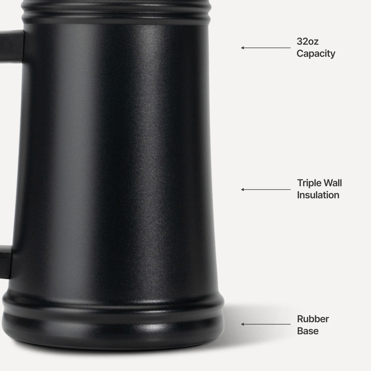 HYDROJUG Trusted | HydroJug Stein 32oz - Ceramic-Lined Insulated Beer Stein – Black