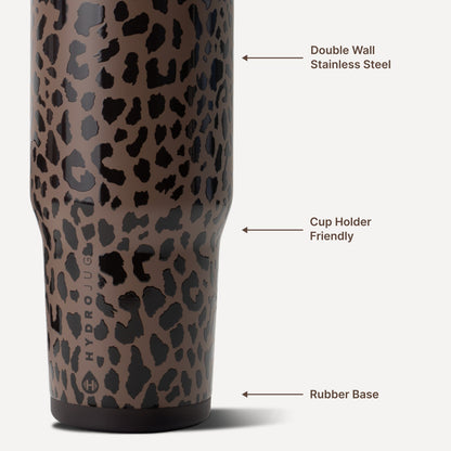 HYDROJUG Premium | HydroJug Ease2o 40oz - Dual-Function Water Bottle with Straw & Chug Spout – Brown Leopard