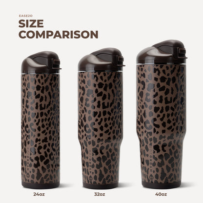 HYDROJUG Featured | HydroJug Ease2o 32oz - Compact Water Bottle with Straw & Chug Spout – Brown Leopard