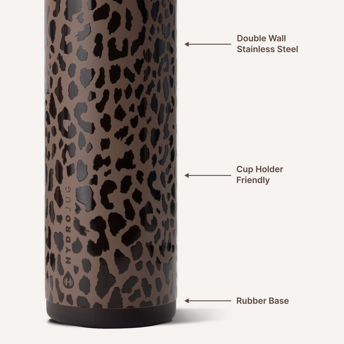 HYDROJUG Premium | HydroJug Ease2o 24oz - 2-in-1 Water Bottle with Soft Straw & Chug Spout – Brown Leopard