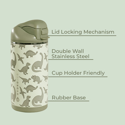 HYDROJUG Everyday | HydroJug Ease2o 14oz - Leakproof 2-in-1 Kids Water Bottle with Straw & Chug Spout – Dinosaur