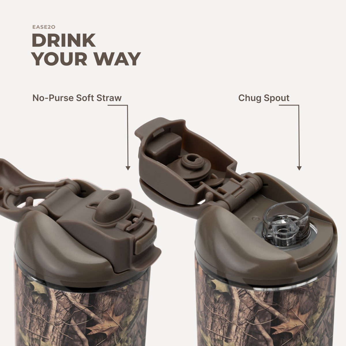 HYDROJUG Best Seller | HydroJug Ease2o 24oz - 2-in-1 Water Bottle with Soft Straw & Chug Spout – Woodland
