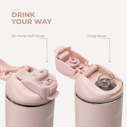 HYDROJUG Best Seller | HydroJug Ease2o 24oz - 2-in-1 Water Bottle with Soft Straw & Chug Spout – Dusty Rose
