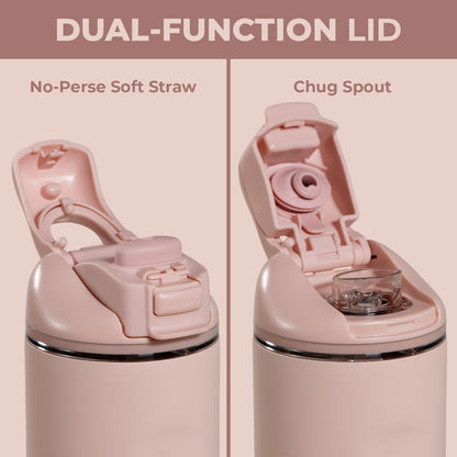 HYDROJUG Featured | HydroJug Ease2o 14oz - Leakproof 2-in-1 Kids Water Bottle with Straw & Chug Spout – Dusty Rose