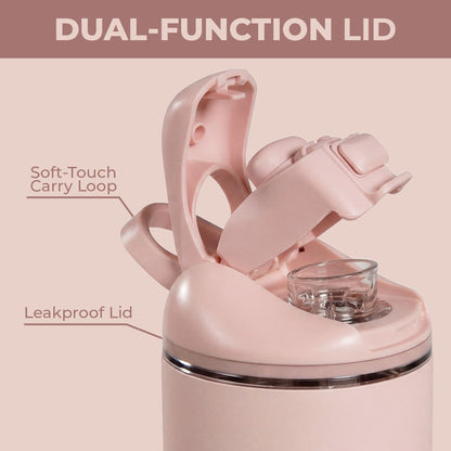 HYDROJUG Featured | HydroJug Ease2o 14oz - Leakproof 2-in-1 Kids Water Bottle with Straw & Chug Spout – Dusty Rose