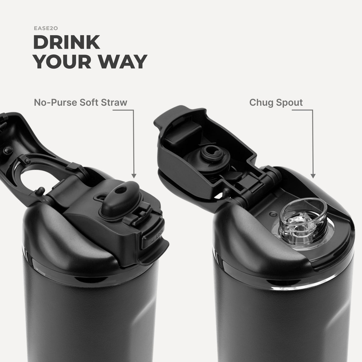 HYDROJUG Special Offer | HydroJug Ease2o 24oz - 2-in-1 Water Bottle with Soft Straw & Chug Spout – Black