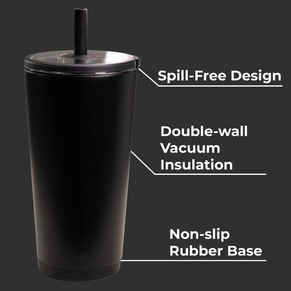 HYDROJUG Quality | HydroJug Everyday Tumbler 20oz - Ceramic-Lined Insulated Tumbler with Straw – Black