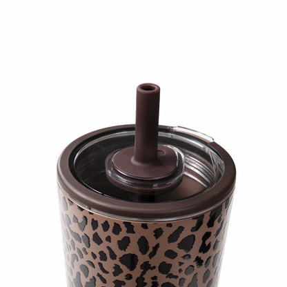 HYDROJUG Value | HydroJug Everyday Tumbler 20oz - Ceramic-Lined Insulated Tumbler with Straw – Brown Leopard