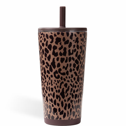 HYDROJUG Value | HydroJug Everyday Tumbler 20oz - Ceramic-Lined Insulated Tumbler with Straw – Brown Leopard