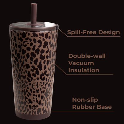 HYDROJUG Value | HydroJug Everyday Tumbler 20oz - Ceramic-Lined Insulated Tumbler with Straw – Brown Leopard