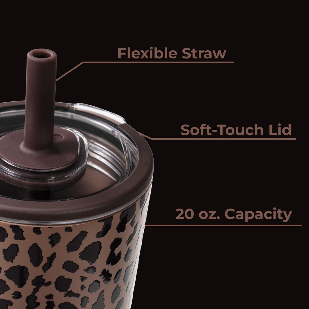 HYDROJUG Value | HydroJug Everyday Tumbler 20oz - Ceramic-Lined Insulated Tumbler with Straw – Brown Leopard