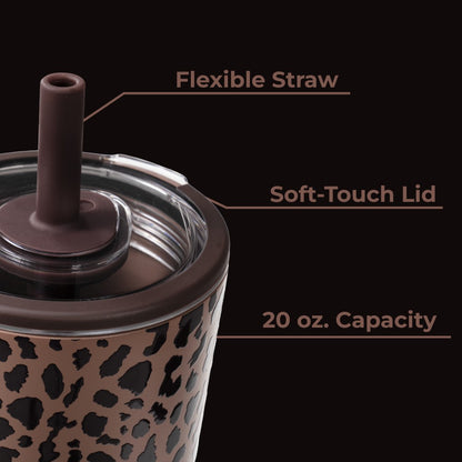 HYDROJUG Value | HydroJug Everyday Tumbler 20oz - Ceramic-Lined Insulated Tumbler with Straw – Brown Leopard