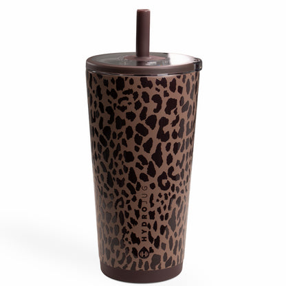 HYDROJUG Value | HydroJug Everyday Tumbler 20oz - Ceramic-Lined Insulated Tumbler with Straw – Brown Leopard