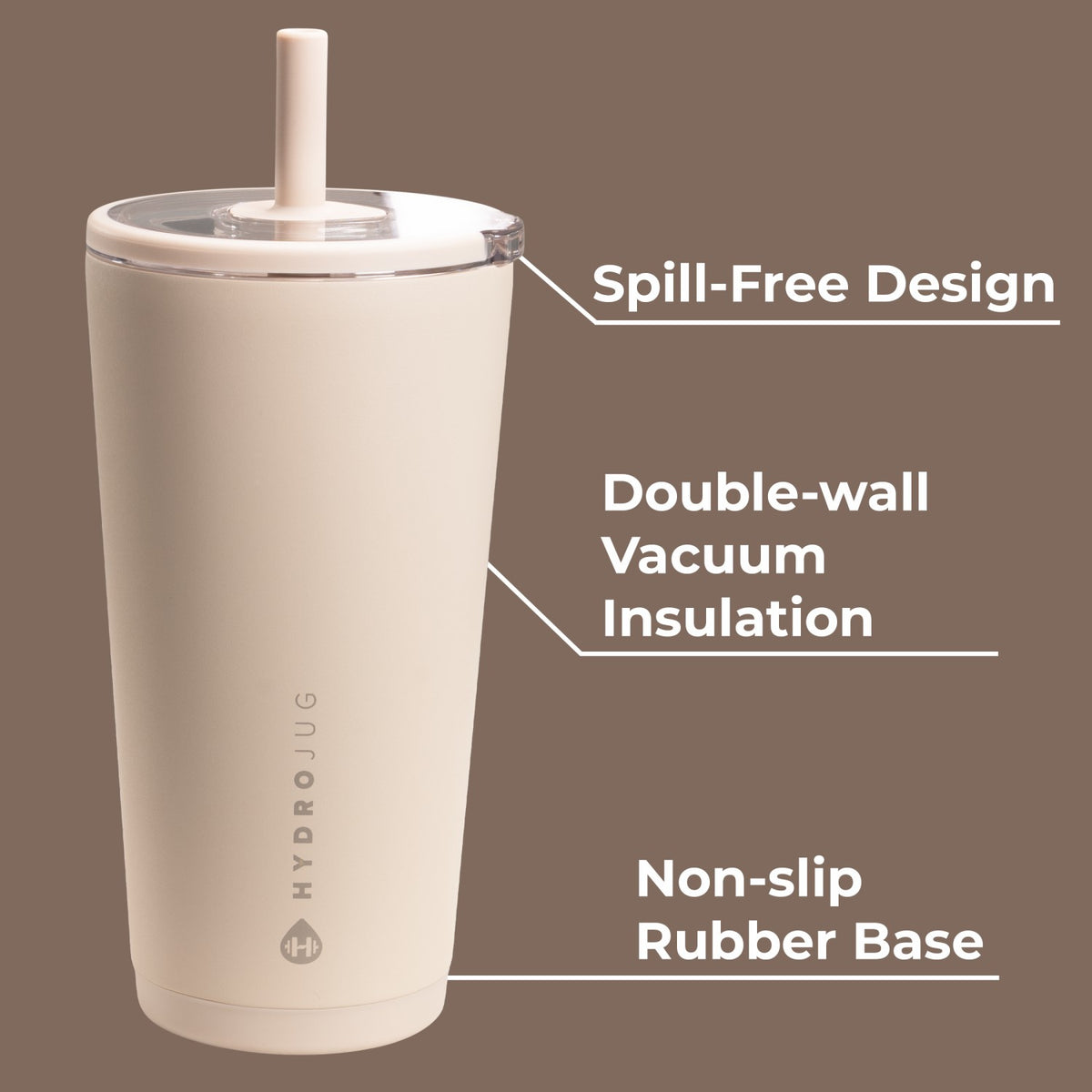 HYDROJUG Essential | HydroJug Everyday Tumbler 20oz - Ceramic-Lined Insulated Tumbler with Straw – Dune