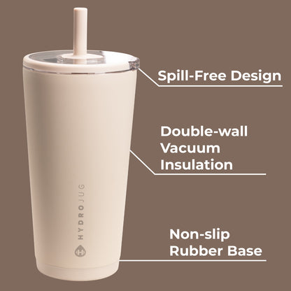 HYDROJUG Essential | HydroJug Everyday Tumbler 20oz - Ceramic-Lined Insulated Tumbler with Straw – Dune
