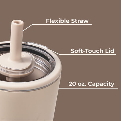 HYDROJUG Essential | HydroJug Everyday Tumbler 20oz - Ceramic-Lined Insulated Tumbler with Straw – Dune