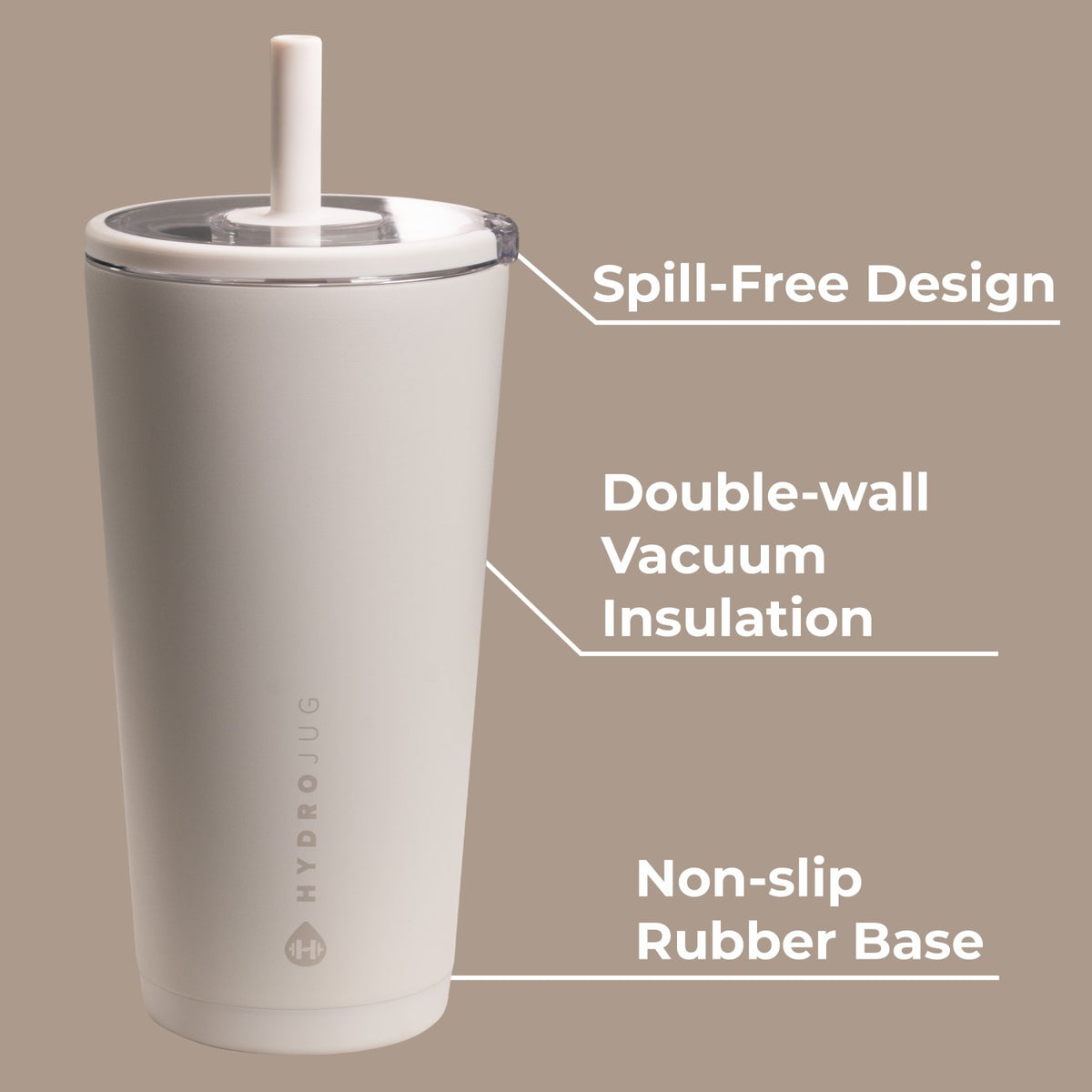 HYDROJUG Signature | HydroJug Everyday Tumbler 20oz - Ceramic-Lined Insulated Tumbler with Straw – Linen
