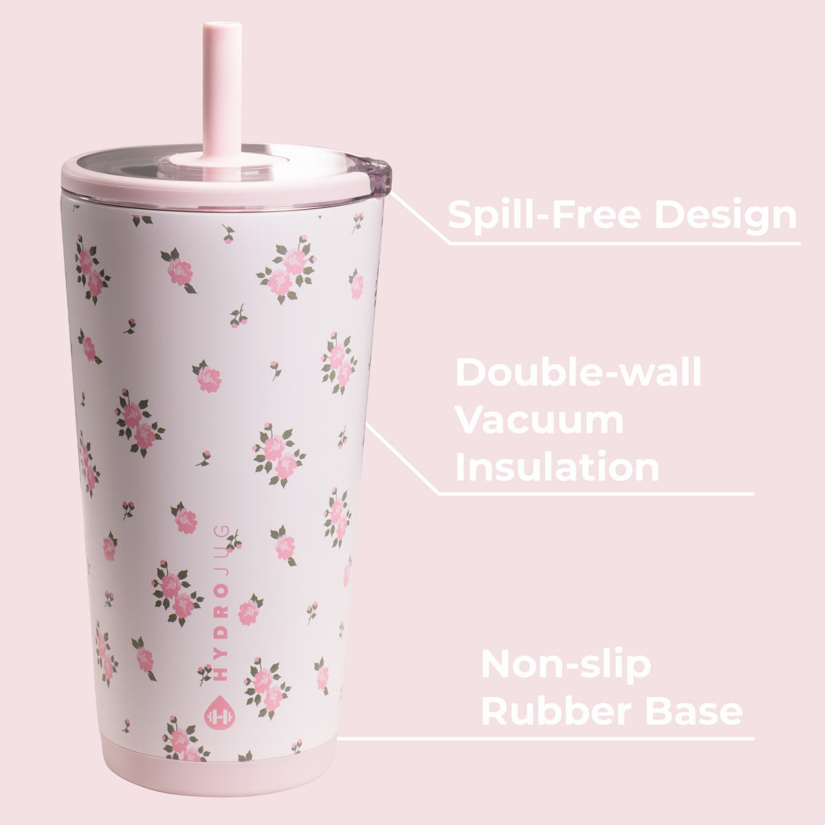 HYDROJUG New | HydroJug Everyday Tumbler 20oz - Ceramic-Lined Insulated Tumbler with Straw – Wildrose