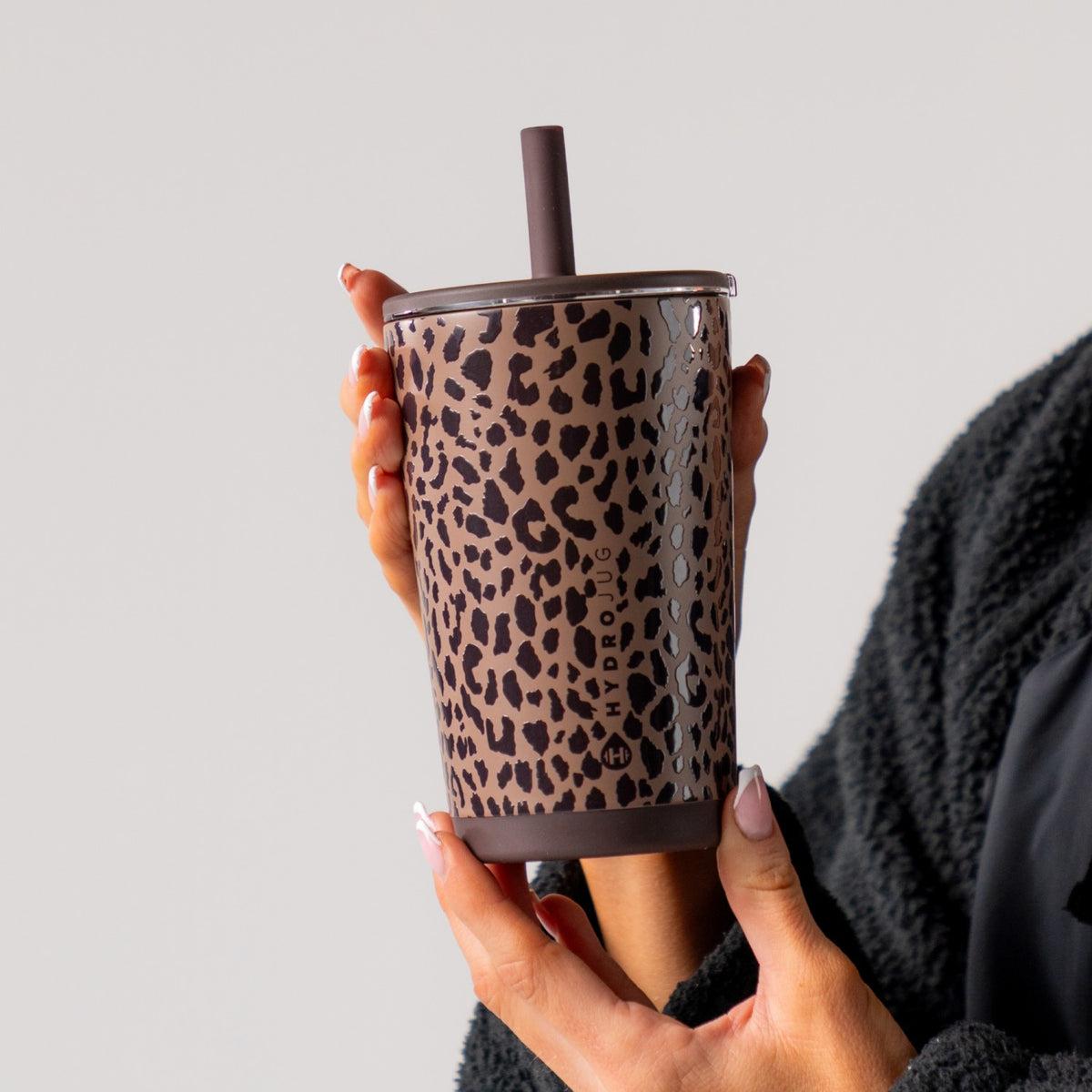 HYDROJUG Essential | HydroJug Everyday Tumbler 14oz - Ceramic-Lined Spill-Free Kids Tumbler – Brown Leopard