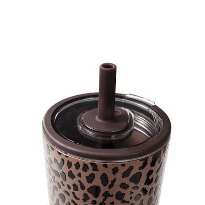 HYDROJUG Essential | HydroJug Everyday Tumbler 14oz - Ceramic-Lined Spill-Free Kids Tumbler – Brown Leopard