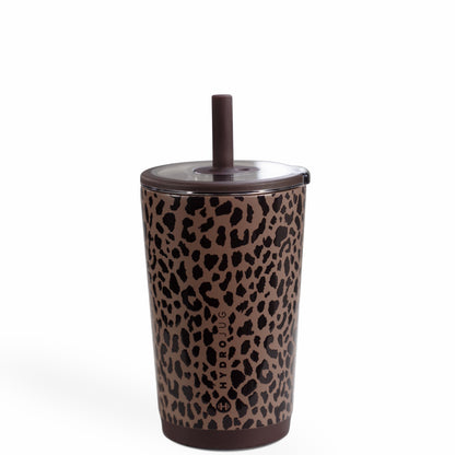 HYDROJUG Essential | HydroJug Everyday Tumbler 14oz - Ceramic-Lined Spill-Free Kids Tumbler – Brown Leopard