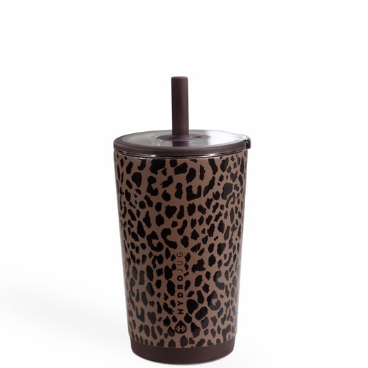 HYDROJUG Essential | HydroJug Everyday Tumbler 14oz - Ceramic-Lined Spill-Free Kids Tumbler – Brown Leopard