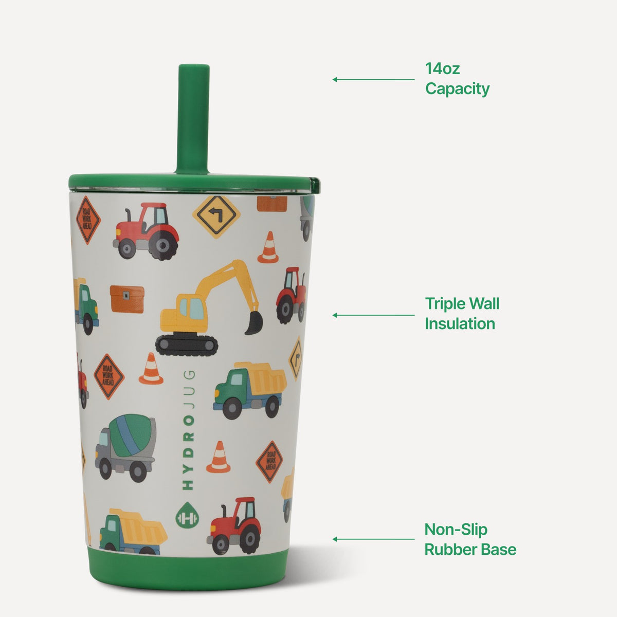 HYDROJUG Classic | HydroJug Everyday Tumbler 14oz - Ceramic-Lined Spill-Free Kids Tumbler – Under Construction