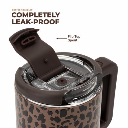 HYDROJUG Signature | HydroJug Coffee Traveler 20oz - Ceramic-Lined Insulated Travel Mug – Brown Leopard