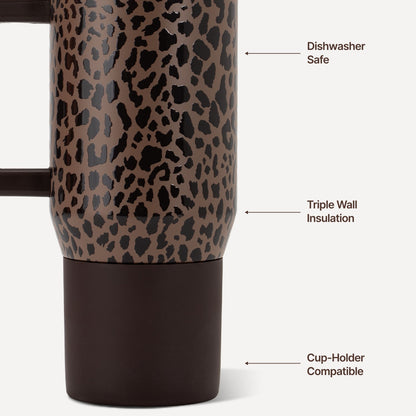 HYDROJUG Signature | HydroJug Coffee Traveler 20oz - Ceramic-Lined Insulated Travel Mug – Brown Leopard