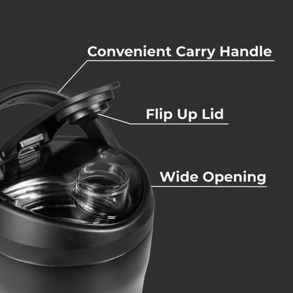HYDROJUG Latest | HydroJug Insulated Shaker 24oz - Stainless Steel Protein Shaker, Silent Grate – Black