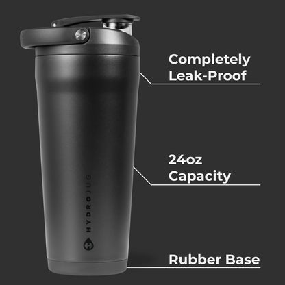 HYDROJUG Latest | HydroJug Insulated Shaker 24oz - Stainless Steel Protein Shaker, Silent Grate – Black