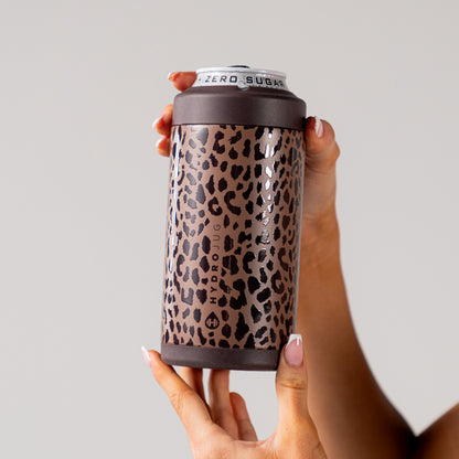 HYDROJUG Latest | HydroJug Can Cooler 16oz - 2-in-1 Insulated Tallboy Can Cooler, Screw-Top Lock – Brown Leopard