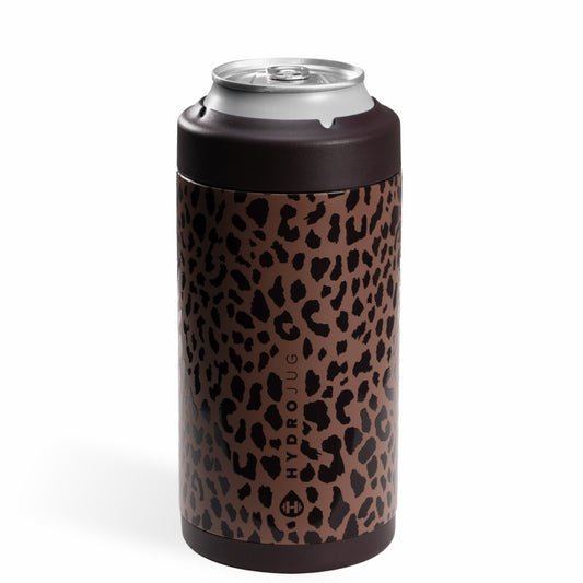 HYDROJUG Latest | HydroJug Can Cooler 16oz - 2-in-1 Insulated Tallboy Can Cooler, Screw-Top Lock – Brown Leopard