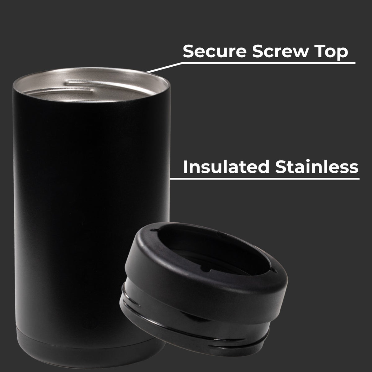 HYDROJUG Best Seller | HydroJug Can Cooler 16oz - 2-in-1 Insulated Tallboy Can Cooler, Screw-Top Lock – Black