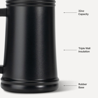 HYDROJUG Trusted | HydroJug Stein 32oz - Ceramic-Lined Insulated Beer Stein – Black